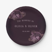Assiettes En Carton Mariage floral violet et Rose Gold Peony (Devant)