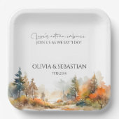 Assiettes En Carton Mariage forestier d'automne rustique (Recto)