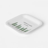 Assiettes En Carton Mariage forêt de pins aquarelle (Angulaire)