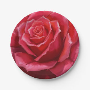 Assiettes En Carton Mariage Formel Floral Aquarelle Rose Rouge