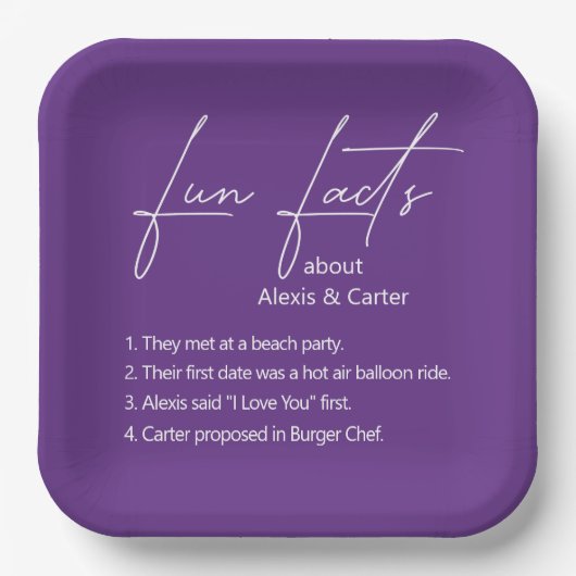 Assiettes En Carton Mariage Fun Fun Facts Sur Violet (Recto)