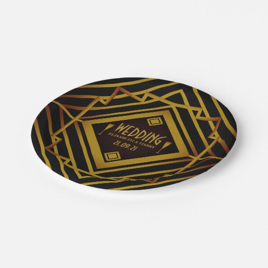 Assiettes En Carton Mariage Gatsby Gold 2020 (Angle)