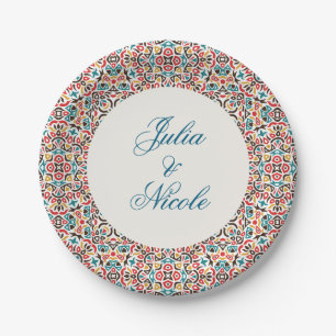 Assiettes En Carton Mariage géométrique en treillis marocain