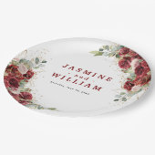 Assiettes En Carton Mariage géométrique Floral de Bourgogne (Angle)