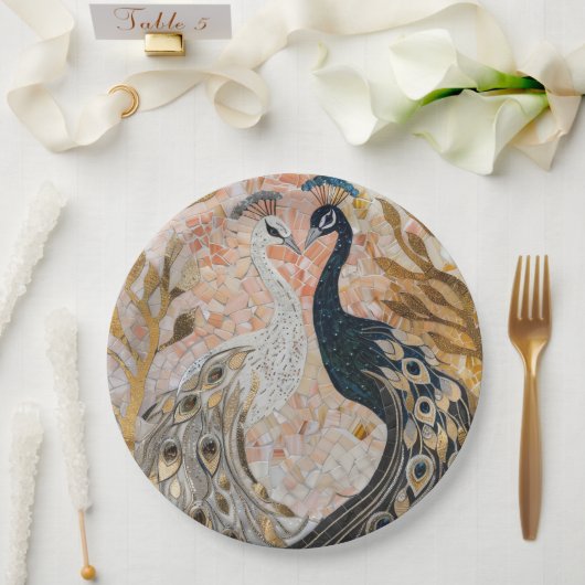Assiettes En Carton Mariage Gold Glam Peacocks (Mariage)