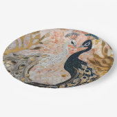 Assiettes En Carton Mariage Gold Glam Peacocks (Angle)