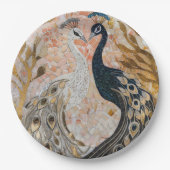 Assiettes En Carton Mariage Gold Glam Peacocks (Devant)