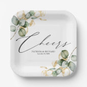 Assiettes En Carton Mariage Gold Greenery (Recto)