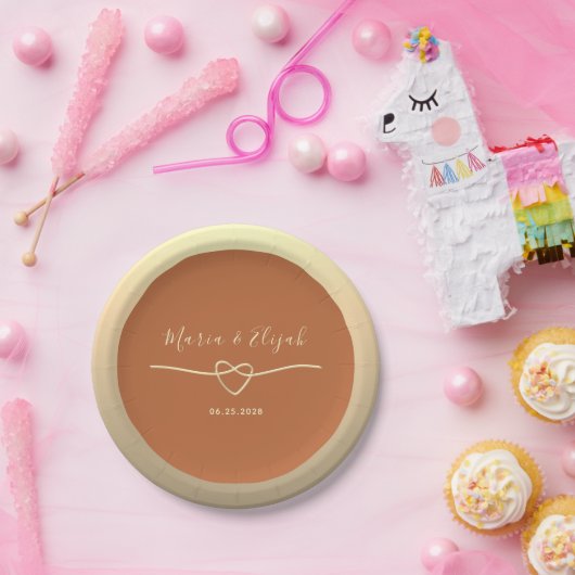 Assiettes En Carton Mariage Gold Heart de Terracotta (Fête)