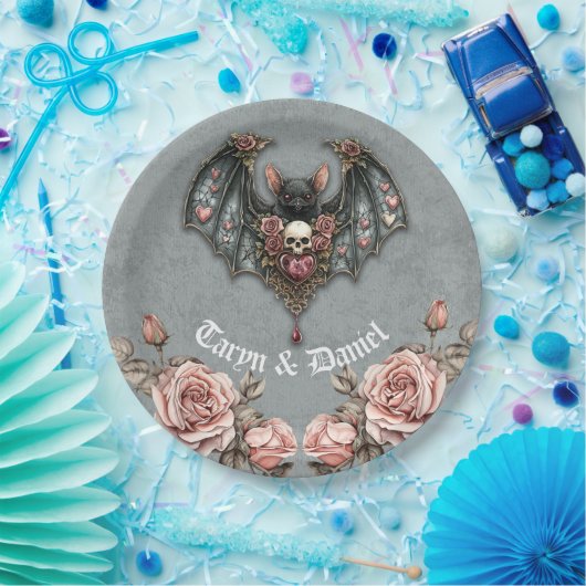 Assiettes En Carton Mariage gothique de chauve-souris (Fête)