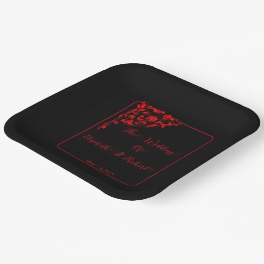 Assiettes En Carton Mariage gothique foncé (Angulaire)