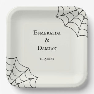 Assiettes En Carton Mariage gothique noir et blanc