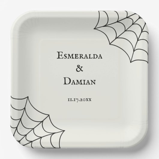 Assiettes En Carton Mariage gothique noir et blanc (Recto)
