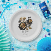 Assiettes En Carton Mariage gothique Rose d'or noir (Fête)