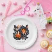 Assiettes En Carton Mariage gothique Rose noir orange (Fête)