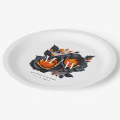 Assiettes En Carton Mariage gothique Rose noir orange (Angle)