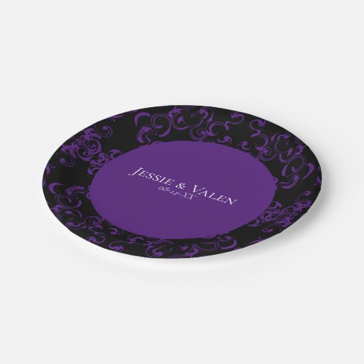 Assiettes En Carton Mariage gothique violet et noir (Angle)