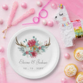 Assiettes En Carton Mariage hivernal des cerfs de bois (Fête)