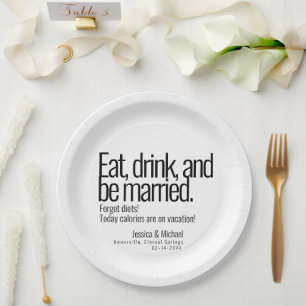 Assiettes En Carton 💍 Mariage Humoristique Minimaliste Élégant 