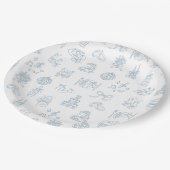Assiettes En Carton Mariage illustré à main lunaire dessiné bleu (Angle)