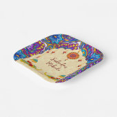 Assiettes En Carton Mariage indien éléphants bleu motif personnalisé (Angulaire)