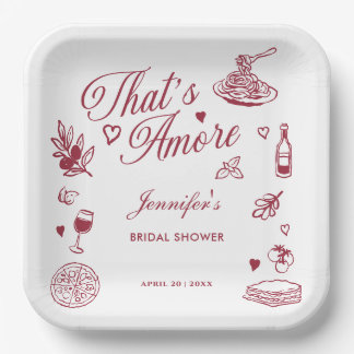 Assiettes En Carton Mariage Italien à l'aquarelle sur le thème "C'est