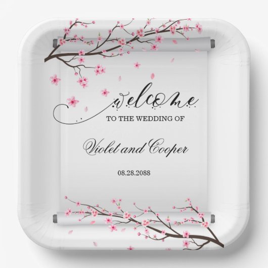 Assiettes En Carton Mariage japonais Soll Cherry Blossom (Recto)