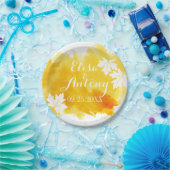 Assiettes En Carton Mariage jaune d'aquarelle moderne (Fête)