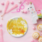 Assiettes En Carton Mariage jaune d'aquarelle moderne (Fête)