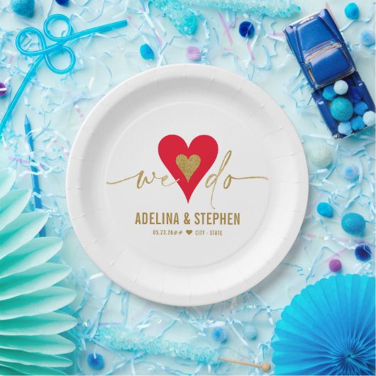 Assiettes En Carton Mariage Jour Élégant Coeur Simple Nous faisons Gol (Fête)