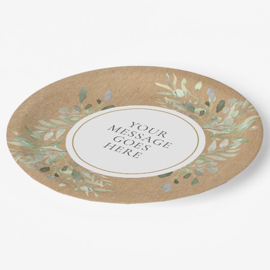 Assiettes En Carton Mariage Kraft Rustique avec Verdure (Angle)