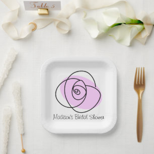 Assiettes En Carton Mariage Lavande Rose carré
