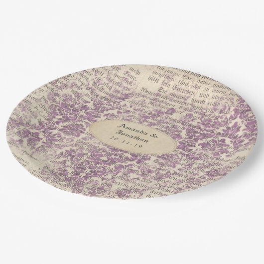 Assiettes En Carton Mariage Lavender Ephemera (Angle)