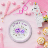 Assiettes En Carton Mariage lilas de fleurs d'aquarelle violette (Fête)