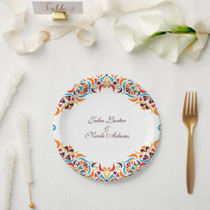 Assiettes En Carton Mariage Luxe Fantaisiste Bordure Fleurie Style Ivo
