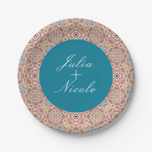 Assiettes En Carton Mariage Luxueux Métallisé Pailleté Géométrique