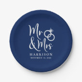 Assiettes En Carton Mariage M. Mme Navy Blue (Devant)