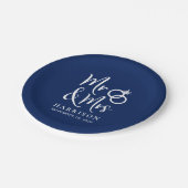 Assiettes En Carton Mariage M. Mme Navy Blue (Angle)