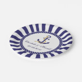 Assiettes En Carton Mariage marine moderne Bleu Bleu Blancs (Angle)