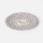 Assiettes En Carton Mariage marocain décoré d'un monogramme de lavande (Angle)