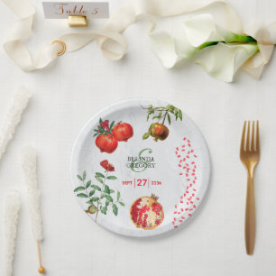 Assiettes En Carton Mariage méditerranéen de la grenade rouge