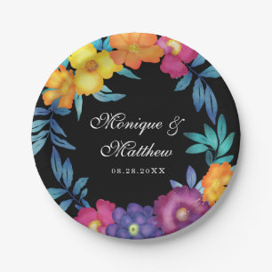 Assiettes En Carton Mariage mexicain Fiesta Vivid Watercolor Florals