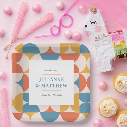 Assiettes En Carton Mariage mi-cercle rétro mi-cercle mi-siècle (Fête)