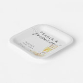 Assiettes En Carton Mariage minimal personnalisé perles et Prosecco (Angulaire)