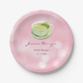 Assiettes En Carton Mariage Minimal Rose Matcha  (Devant)