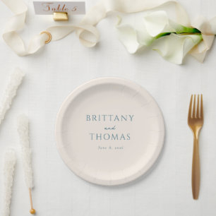 Assiettes En Carton Mariage Minimaliste Beige Sérène