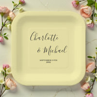 Mariage Minimaliste Écriture Jaune Pâle Élégant