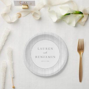 Assiettes En Carton Mariage Minimaliste Gris Élégant