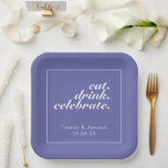 Assiettes En Carton Mariage minimaliste moderne et blanc<br><div class="desc">Joli,  moderne,  minimaliste et tendance mariage papier partie fournit des caractéristiques de conception 2022 palette de couleurs de périwinkle bleu arrière - plan avec des blocs de texte personnalisables blancs dans les polices modernes</div>