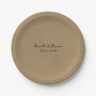 Assiettes En Carton Mariage minimaliste moderne Kraft marron